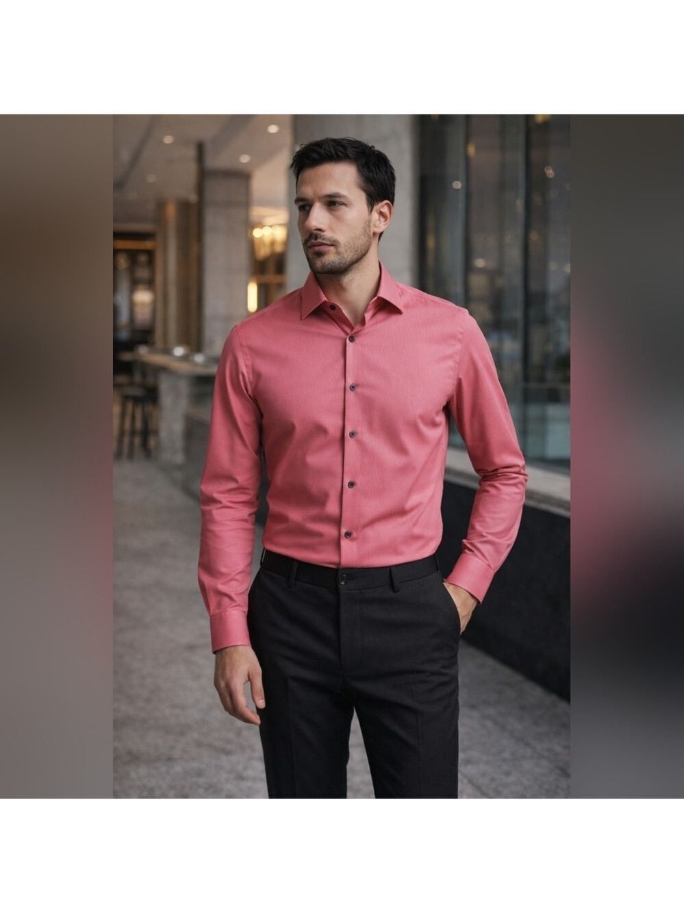 Kenzo Paris Men’s Slim Fit Pink Dress Shirt XL | Luxury Designer | Like New